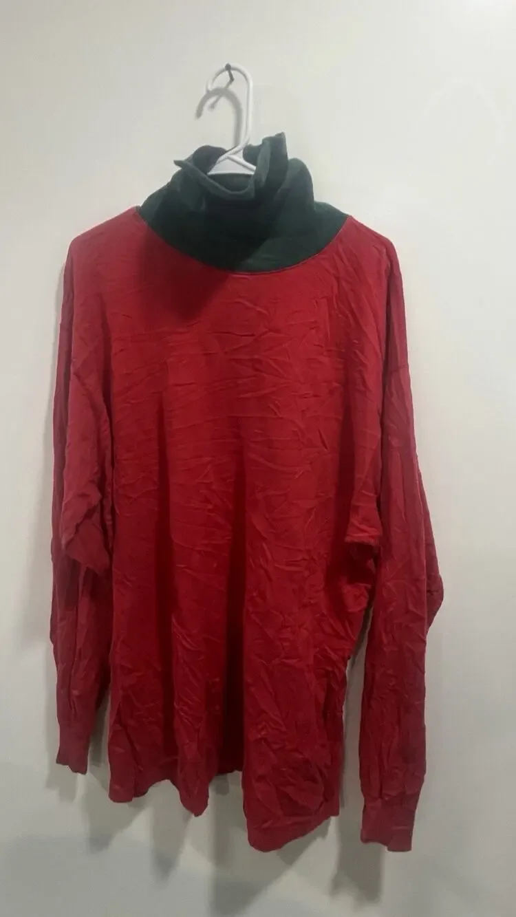 Vintage Polo Country Ralph Lauren Red Line Sweater Size XL Turtleneck 2-Tone